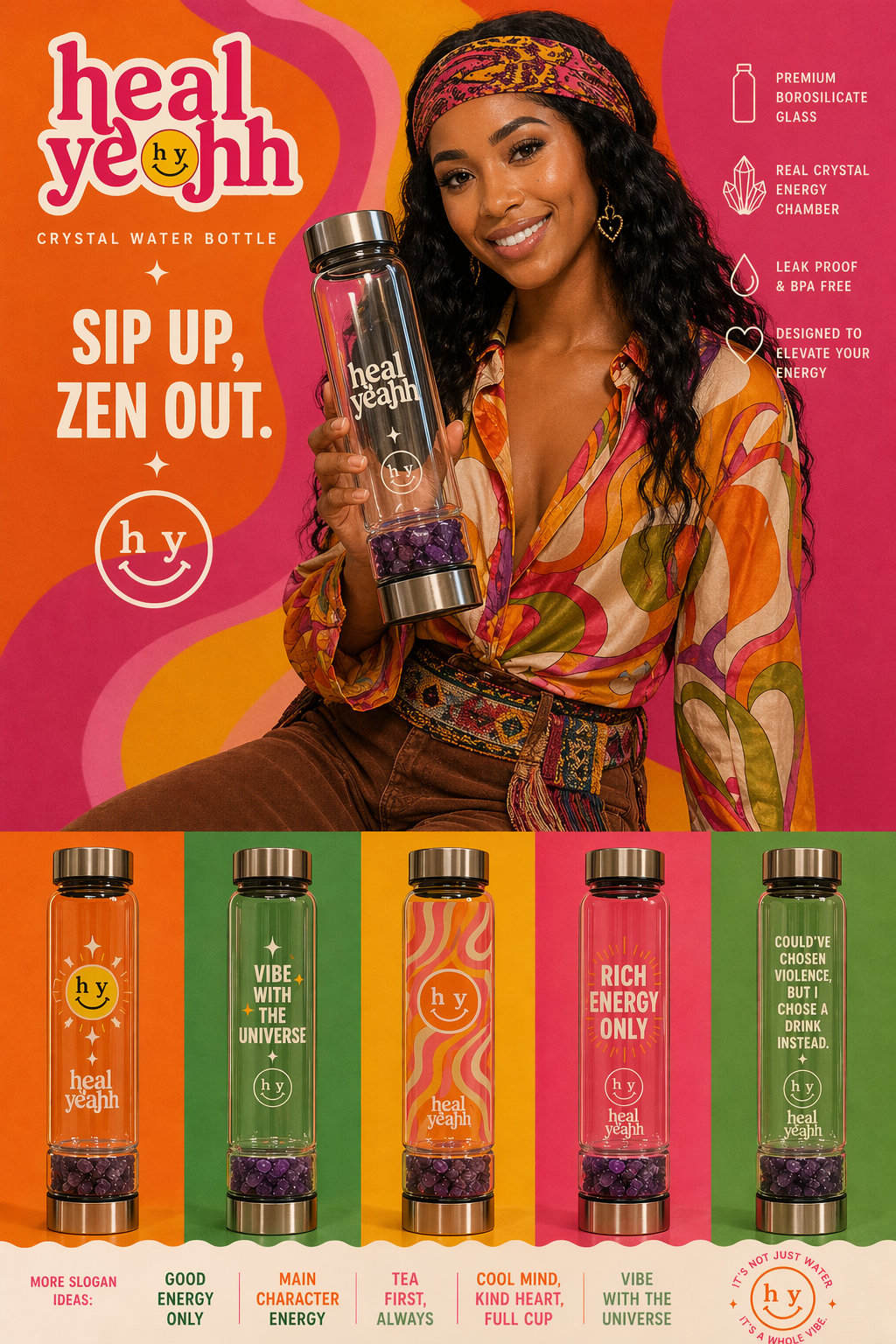 heal yeahh tea, heal yeahh bottles, heal  yeahh crystal shops