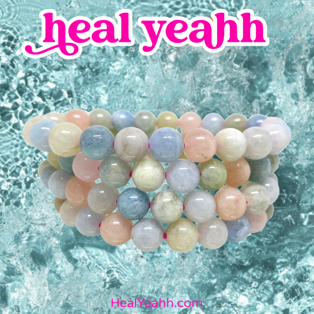 Morganite Crystal Beaded Bracelet