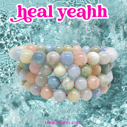 Morganite Crystal Beaded Bracelet
