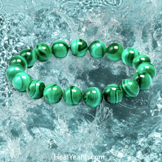 Malachite Stone Bead Bracelet