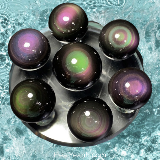 Rainbow Obsidian Spheres