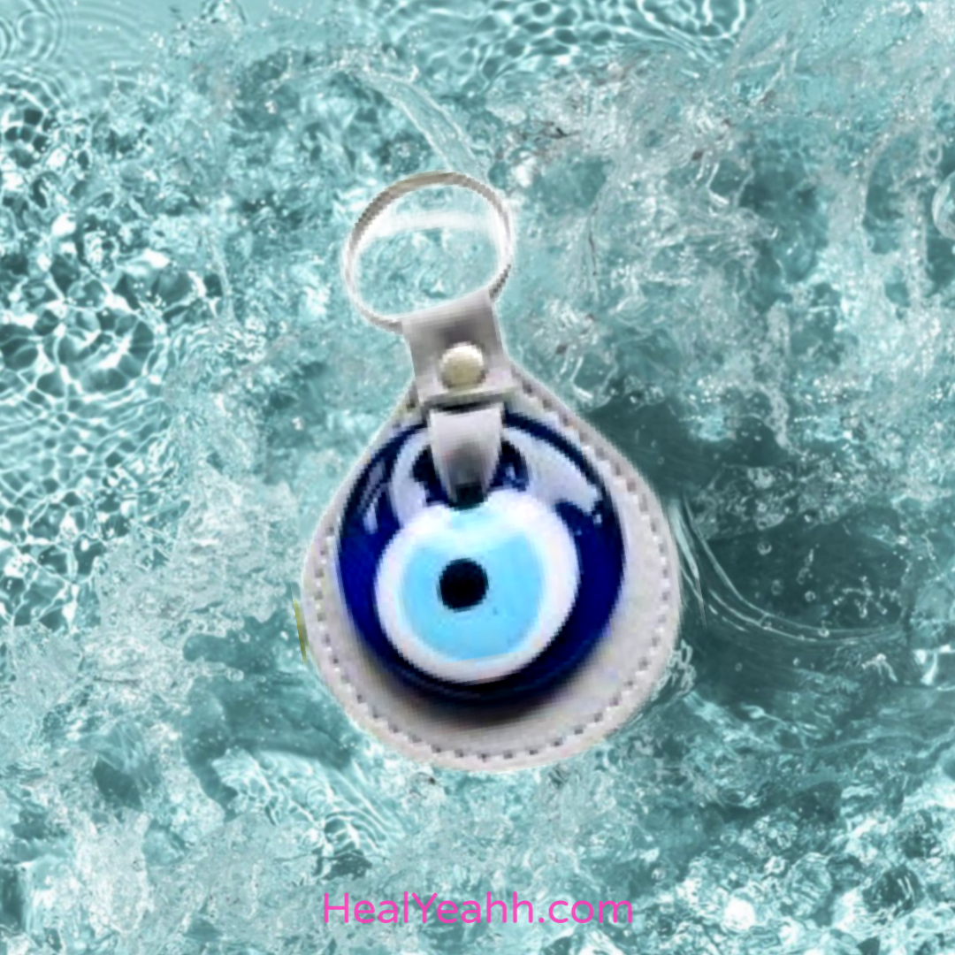 Leather Round  Evil eye Keychain