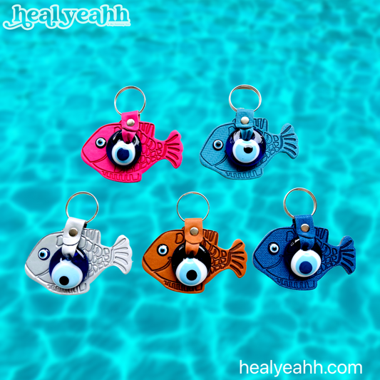 Leather Fish Evileye Keychains