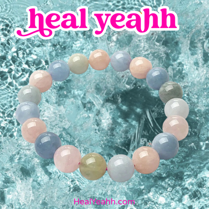 Morganite Crystal Beaded Bracelet