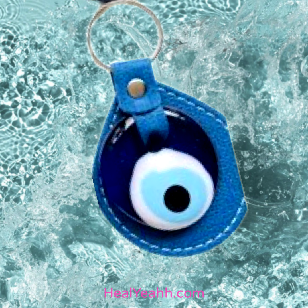 Leather Round  Evil eye Keychain