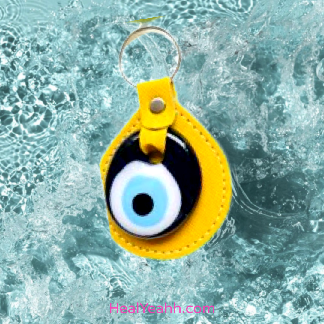 Leather Round  Evil eye Keychain