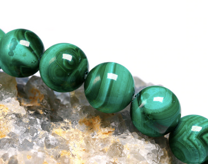 Malachite Stone Bead Bracelet